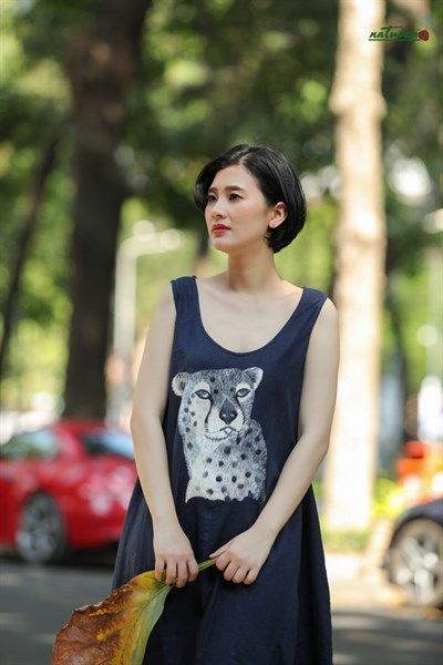  Đầm oversize Hồ Lô Xanh rêu Xanh Đen thêu cheetah hồng hạc 