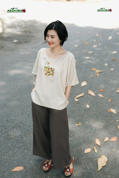  Quần linen DÀI ống rộng freesize 