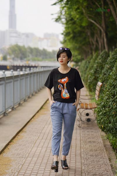  Quần jeans form baggy lưng thun 