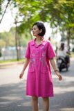  Đầm linen thêu tay Sao nhái vest trụ Hồng Sen 