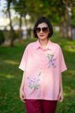  Áo thêu thủ công Phượng Tím chemise hồng phấn 