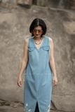  Đầm Chingi Faded Denim thêu tay Cúc Xuyến Chi 