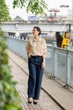  Quần Jeans lưng cao dáng suông ống rộng _ Dark 