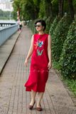  Đầm Nashima đỏ thêu tay Hạc Tiên 