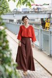  Quần gypsy Nâu đỏ nhúng tầng freesize 