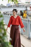  Quần gypsy Nâu đỏ nhúng tầng freesize 