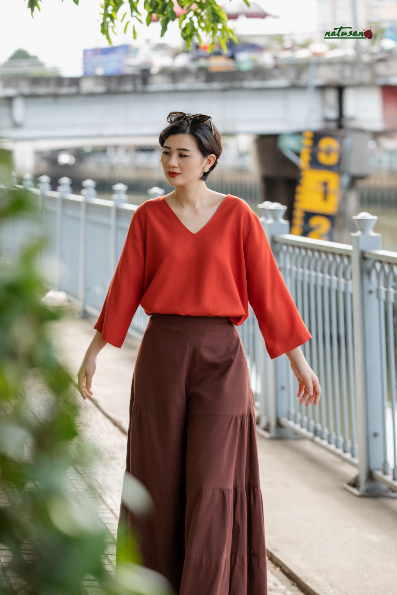  Quần gypsy Nâu đỏ nhúng tầng freesize 
