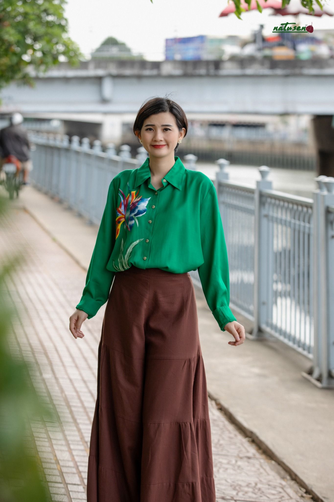  Quần gypsy Nâu đỏ nhúng tầng freesize 