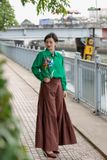  Quần gypsy Nâu đỏ nhúng tầng freesize 