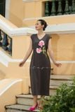  Đầm Sensi xám thêu tay Peony 