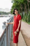  Đầm đỏ kimono thêu tay Thanh Xuân 4 