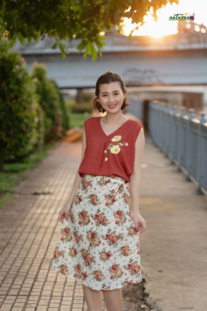 Mua Chân váy linen xòe dài dáng A kèm đai  Tiki