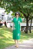  Đầm Kimono Xanh két thêu tay Hoa Thanh Xuân 