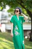  Đầm Kimono Xanh két thêu tay Hoa Thanh Xuân 