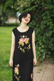  Đầm First Lady thêu tay Hoa Mẫu Đơn đi tiệc Đen 