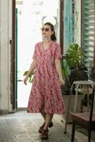  Đầm Emmy hồng bông vân gỗ 