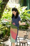  Đầm linen colorblock Pastel thêu tay Mèo Cuộn Len 