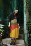  Đầm colorblock SAFARI thêu tay Xương rồng mini tay lỡ 
