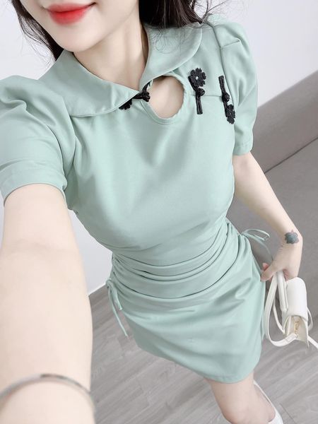 Đầm xoè cổ tàu in hoạ tiếtLN1632GS175