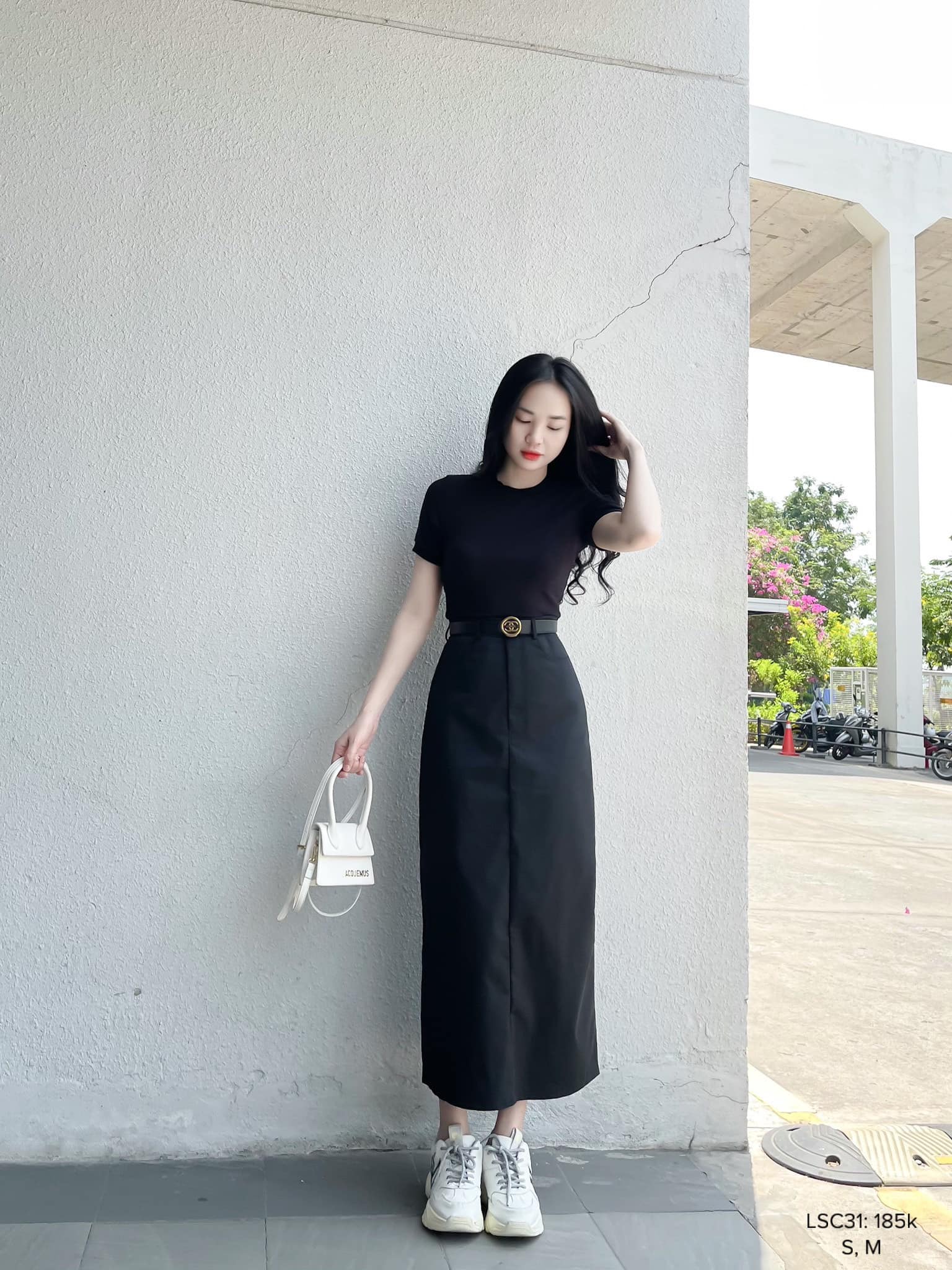 Mua Chân Váy KaKi Dáng Dài Túi Hộp Dây Rút Bên Lên From Xinh MA509  Yeep