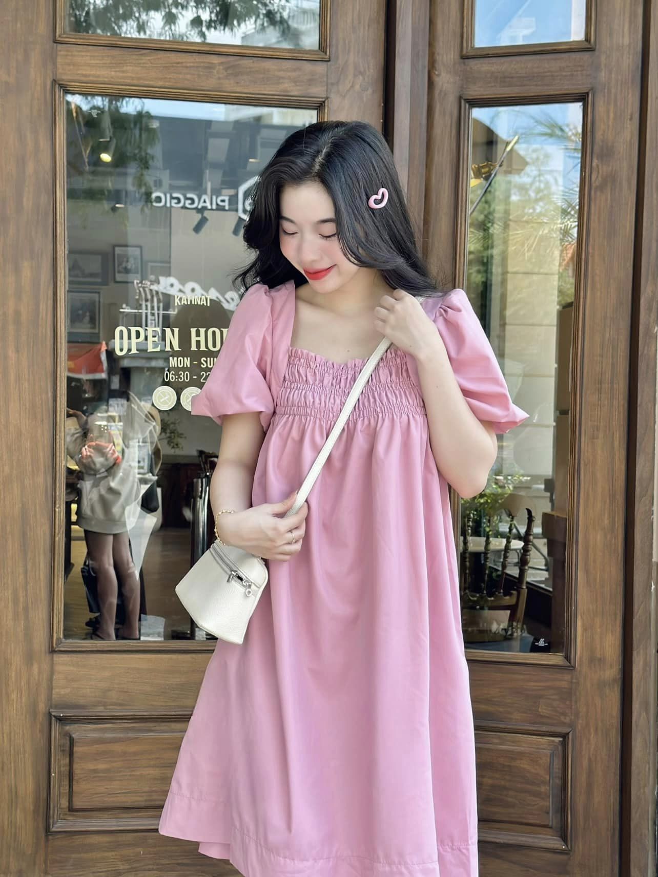 Đầm babydoll kate lụa tay phồng