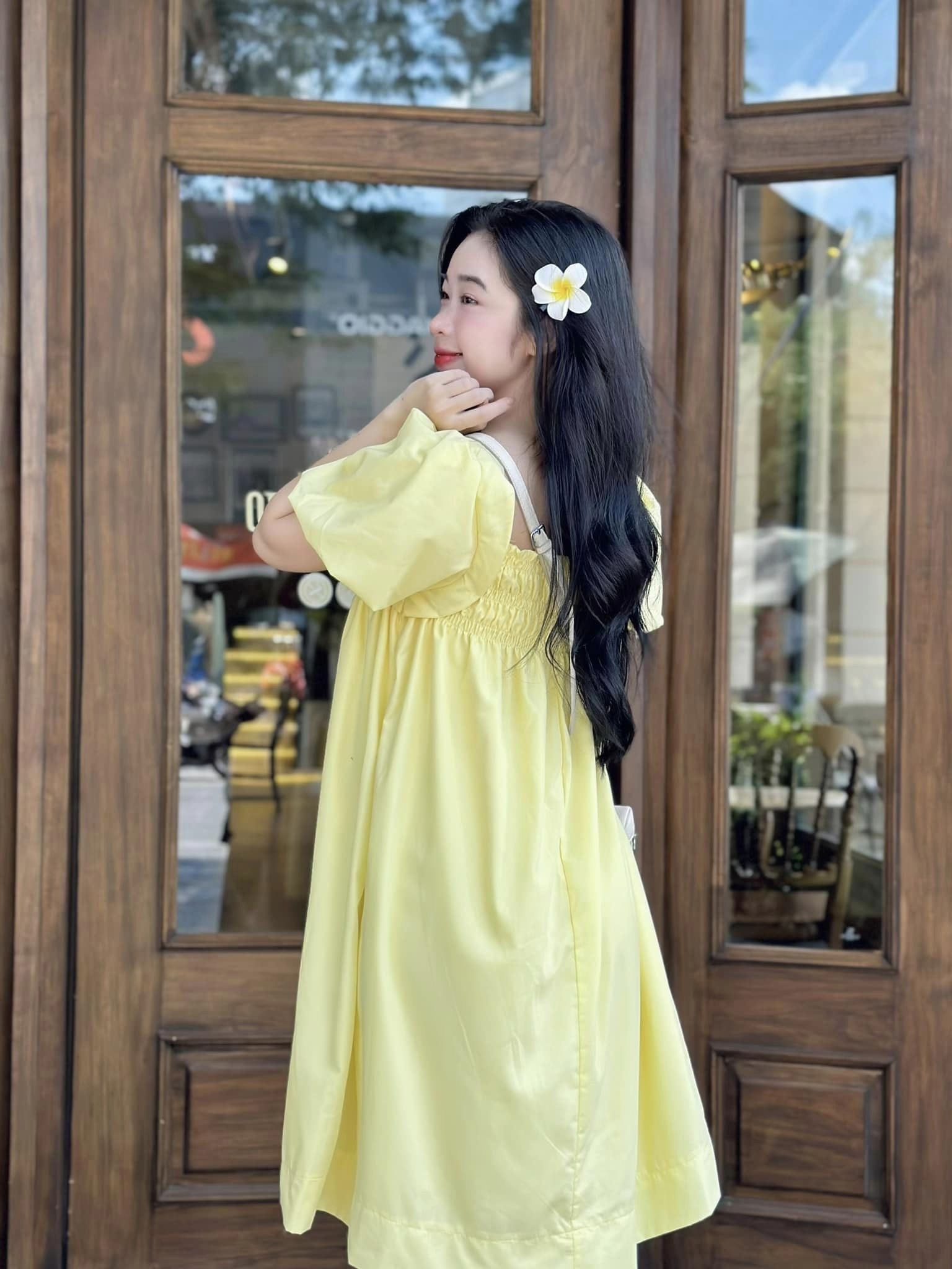 Đầm babydoll kate lụa tay phồng