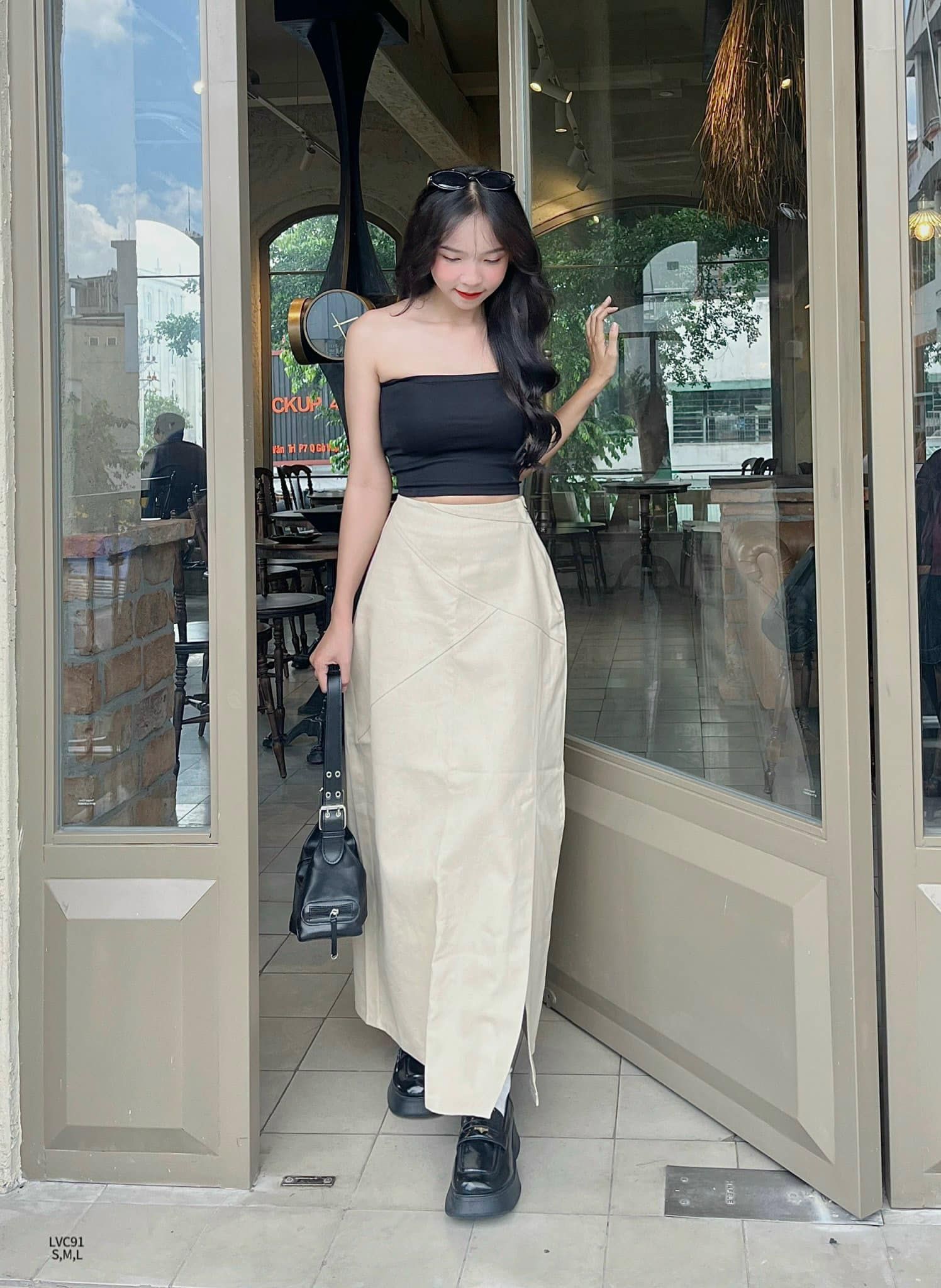 Chân váy dài qua gối kaki jean midi viền chỉ nổi basix trẻ trung năng động  màu đen chất đẹp chuẩn ảnh | Shopee Việt Nam
