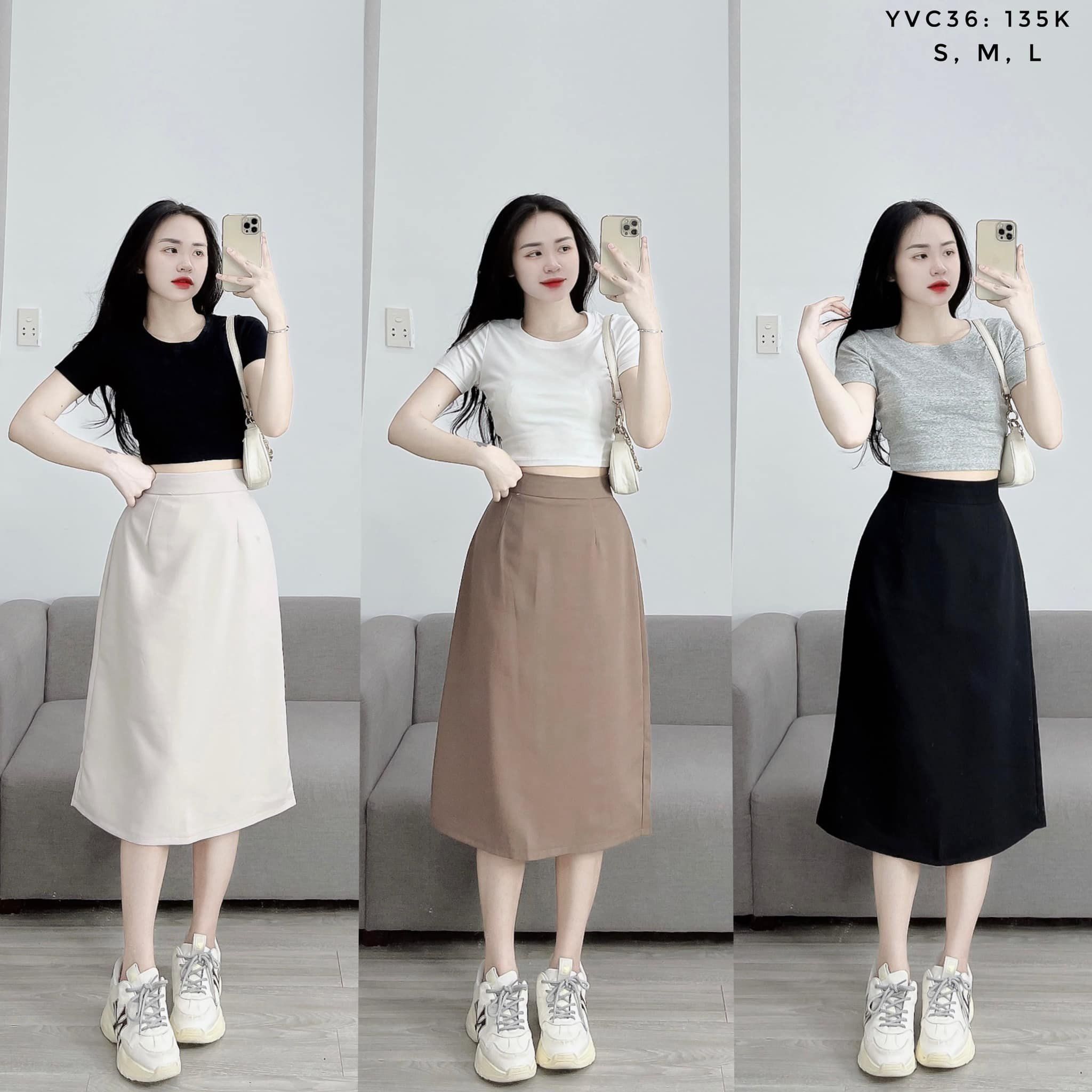 001036B Chân váy ôm chân chì xẻ sau co dãn MÀU ĐEN