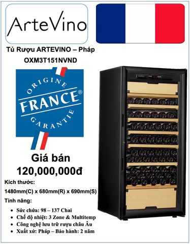 Tủ rượu vang Artevino OXM3T151NVND