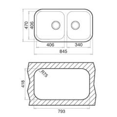 Chậu rửa bát Teka BE 2B 845