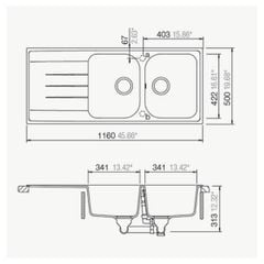 Chậu rửa đá Hafele HS18-GED2R80 570.35.460
