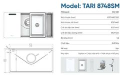 Chậu Rửa Bát 1 Hố Konox TARI 8748SM – Lựa Chọn Đáng Giá Cho Mọi Căn Bếp Hiện Đại