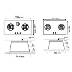 Bếp ga âm Teka GK LUX 86 3G AI AL