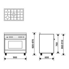 Bếp ga liền lò 5 vùng nấu Rosieres MQB612VI