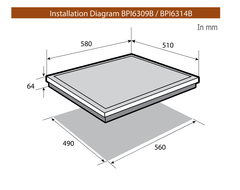 Bếp từ 3 vùng nấu Brandt BPI6309B