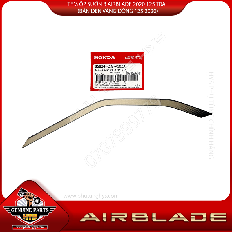 TEM ỐP SƯỜN B AIRBLADE 2020 125 TRÁI (BẢN ĐEN VÀNG ĐỒNG 125 2020)