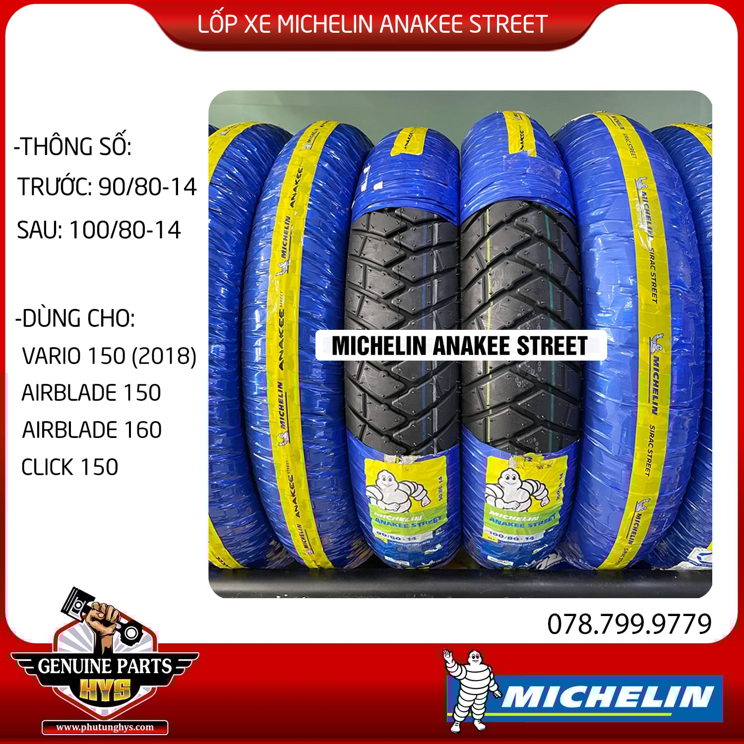 LỐP XE VARIO 150 (2018) MICHELIN ANAKEE STREET
