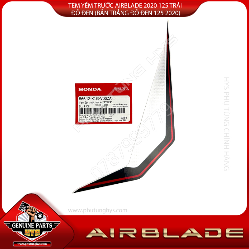 TEM YẾM TRƯỚC AIRBLADE 2020 125 TRÁI ĐỎ ĐEN (BẢN TRẮNG ĐỎ ĐEN 125 2020)