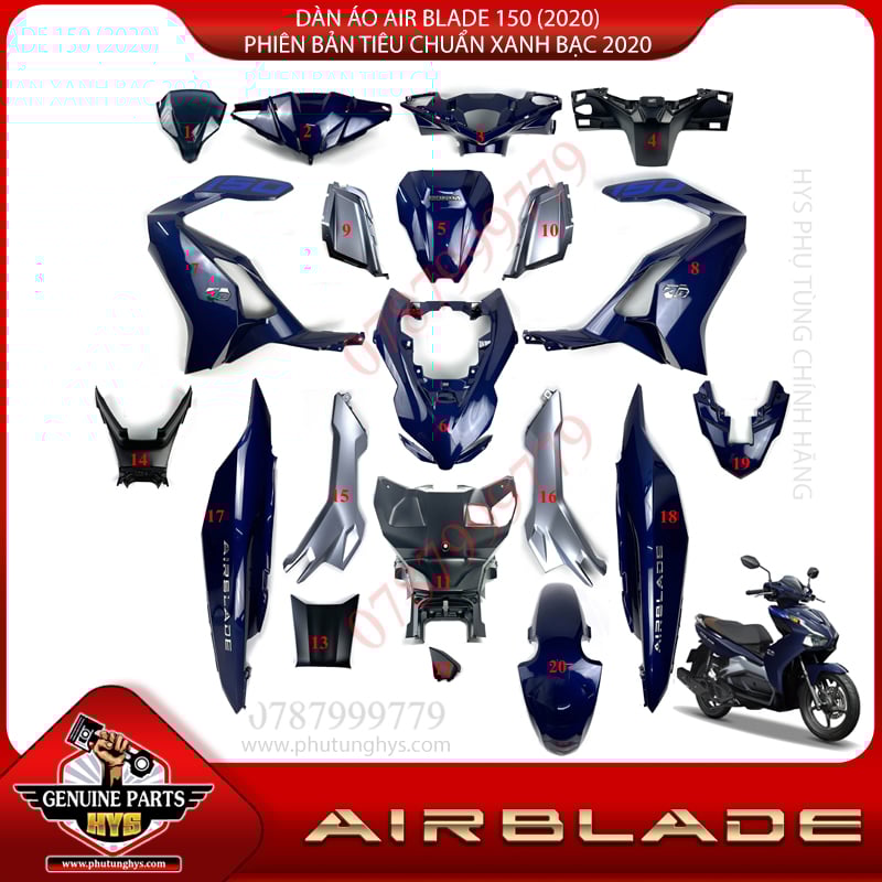 DÀN ÁO AB AIRBLADE 150 (2020) PHIÊN BẢN TIÊU CHUẨN XANH BẠC 2020