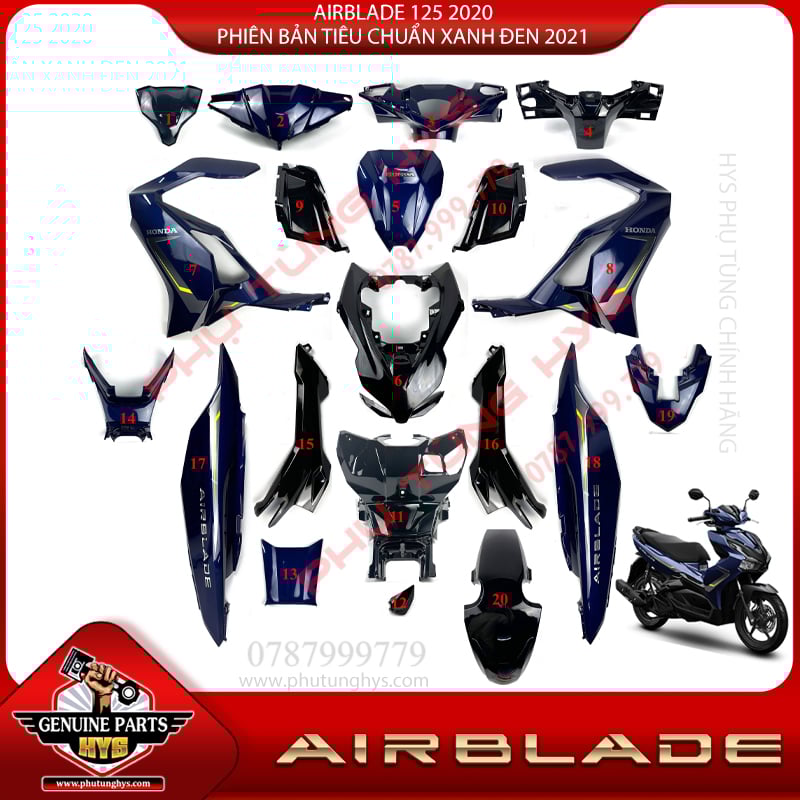 DÀN ÁO AB AIRBLADE 125 (2020) XANH ĐEN PHIÊN BẢN TIÊU CHUẨN 2021