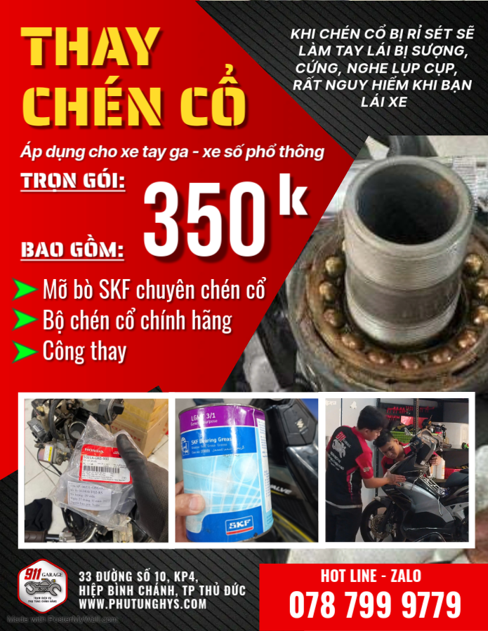 THAY CHÉN CỔ XE TAY GA XE SỐ