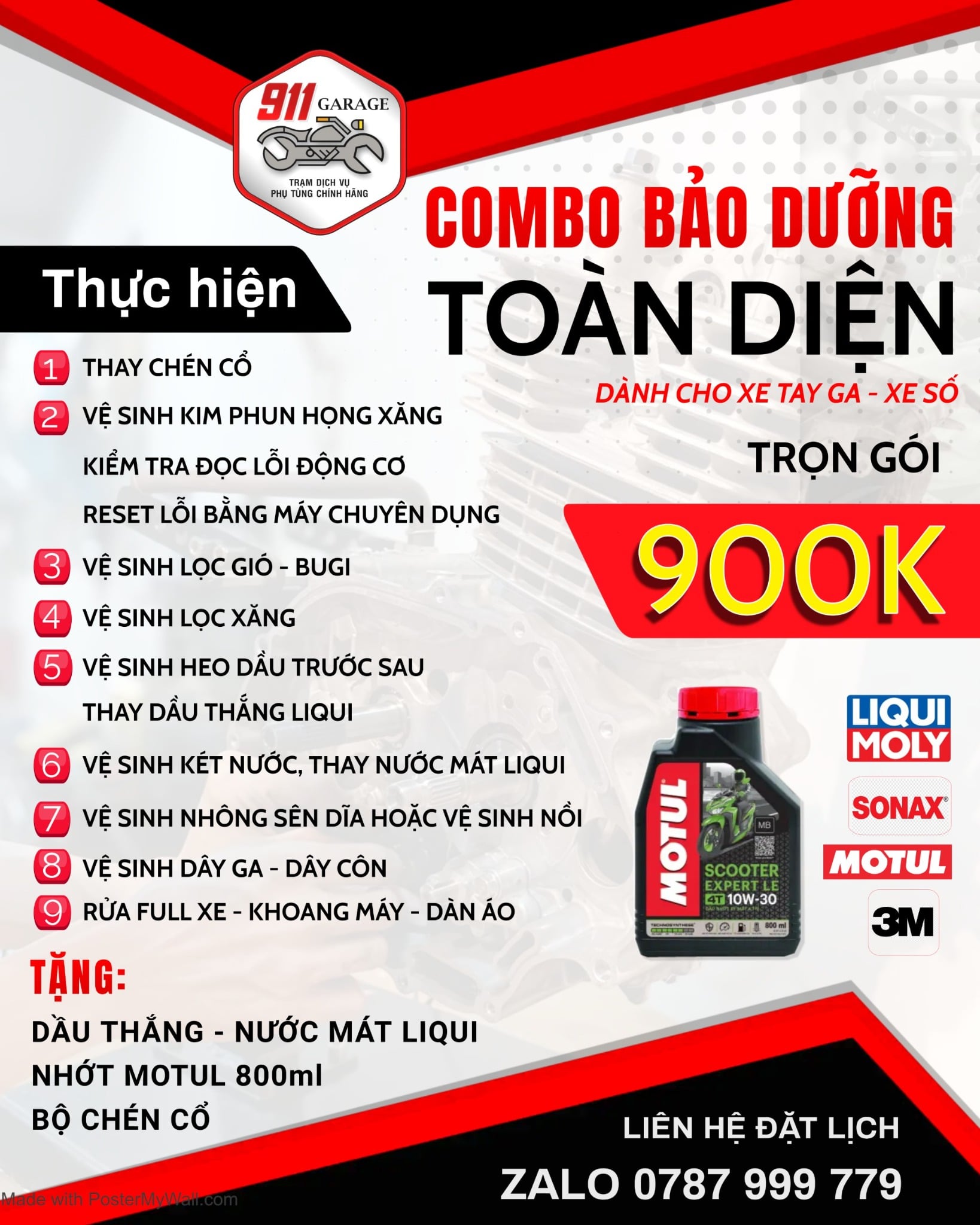 BẢO DƯỠNG TOÀN DIỆN XE TAY GA - XE SỐ