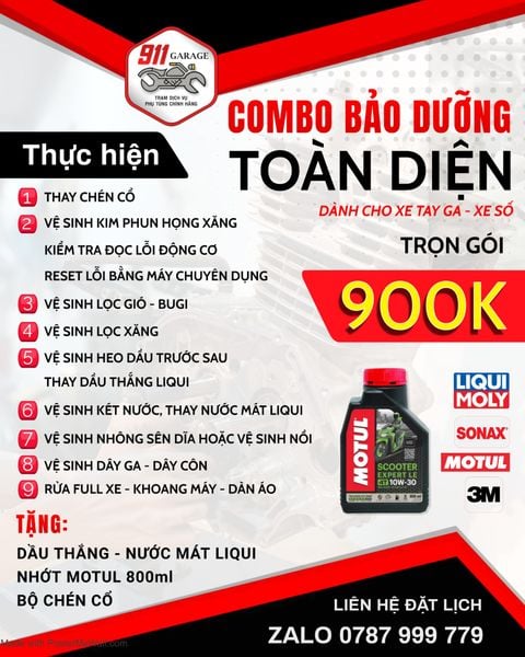 BẢO DƯỠNG TOÀN DIỆN XE TAY GA - XE SỐ