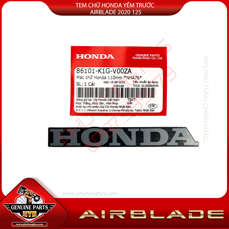 TEM CHỮ HONDA YẾM TRƯỚC AIRBLADE 2020 125