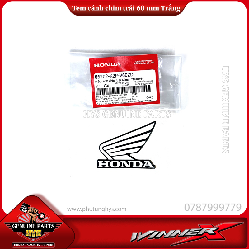 TEM HONDA CÁNH CHIM YẾM TRƯỚC WINNER X V3 TRÁI (BẢN ĐEN BẠC 2022)