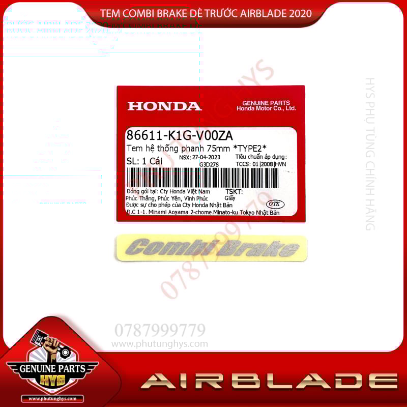 TEM COMBI BRAKE DÈ TRƯỚC AIRBLADE 2020