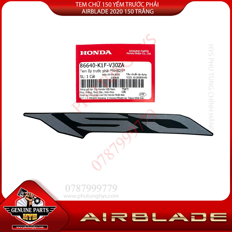 TEM CHỮ 150 YẾM TRƯỚC AIRBLADE 2020 150 PHẢI TRẮNG