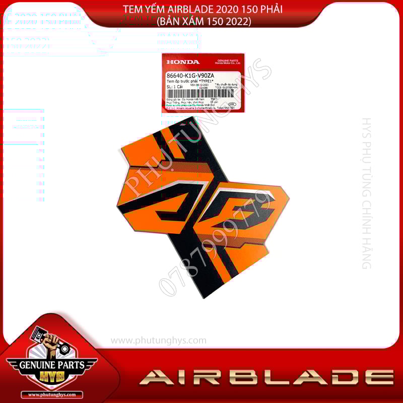 TEM YẾM AIRBLADE 2020 125 PHẢI (BẢN XÁM 125 2020)