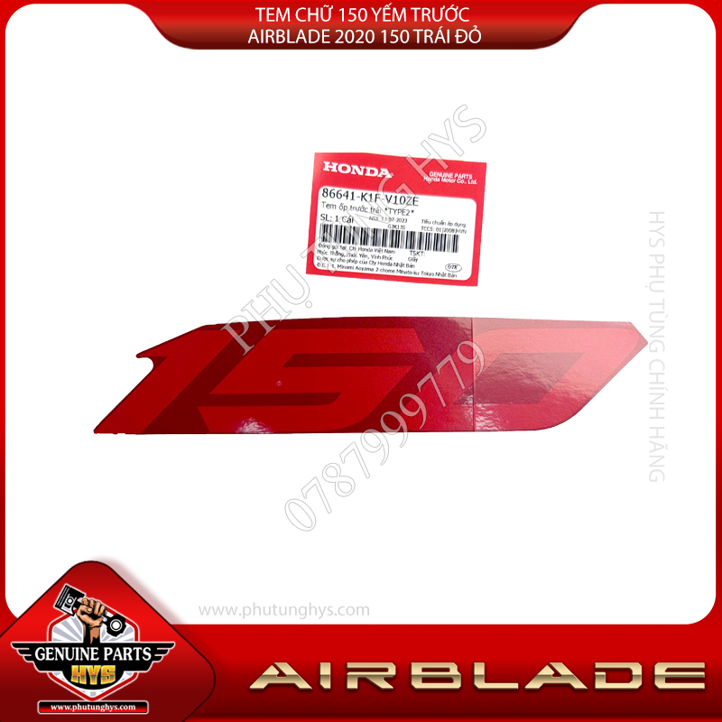 TEM CHỮ 150 YẾM TRƯỚC AIRBLADE 2020 150 TRÁI ĐỎ