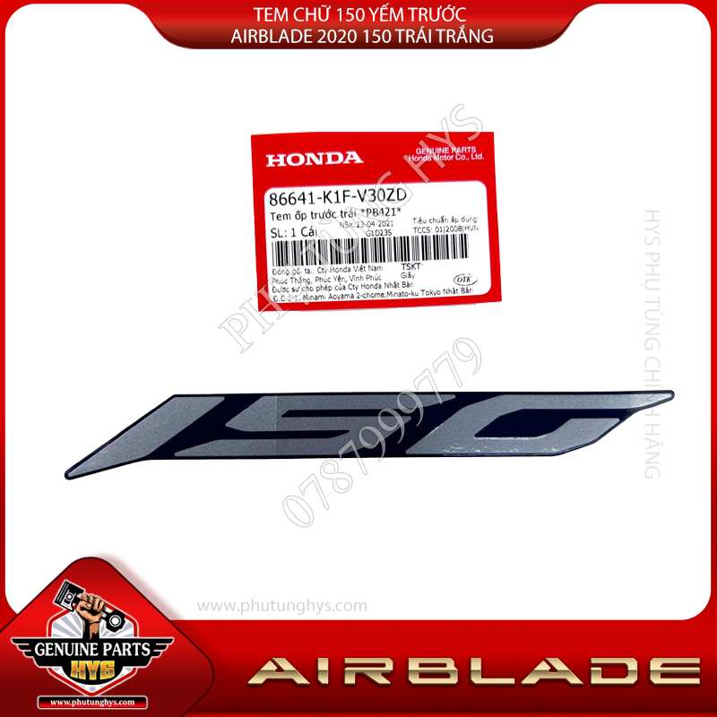 TEM CHỮ 150 YẾM TRƯỚC AIRBLADE 2020 150 TRÁI TRẮNG